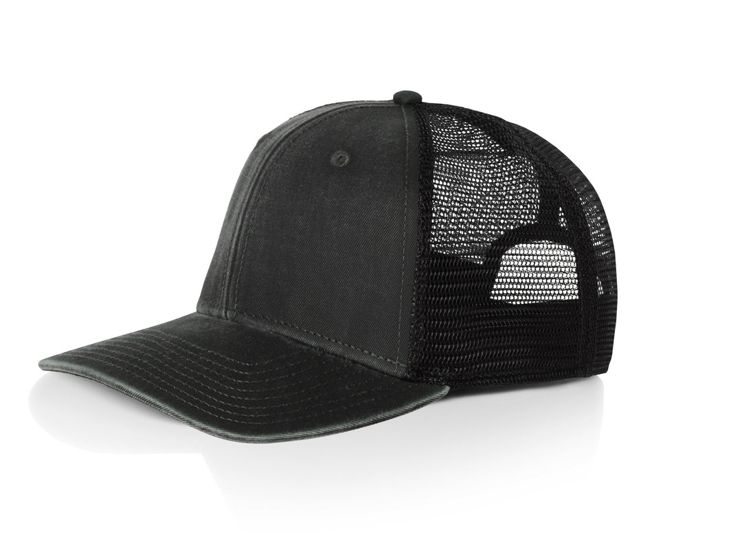 Fade Flat Brim Trucker Cap - Black