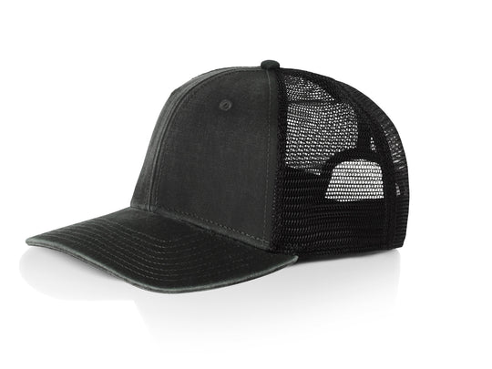 Fade Flat Brim Trucker Cap - Black