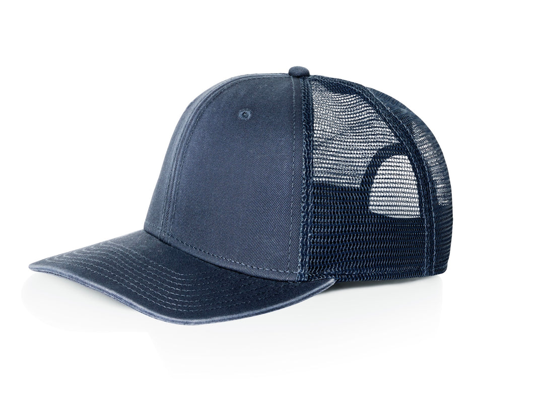 Fade Flat Brim Trucker Cap - Navy