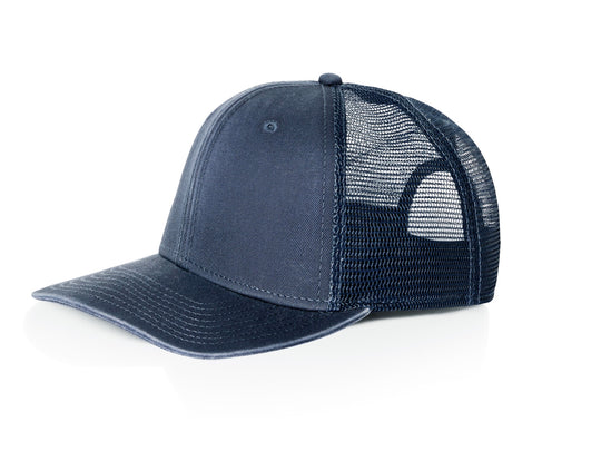 Fade Flat Brim Trucker Cap - Navy