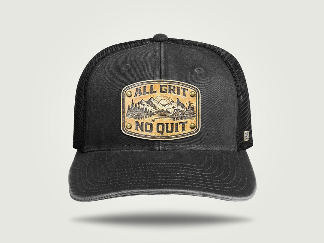 Fade Flat Brim Trucker Cap - Black