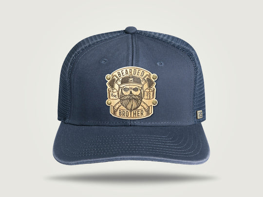 Fade Flat Brim Trucker Cap - Navy