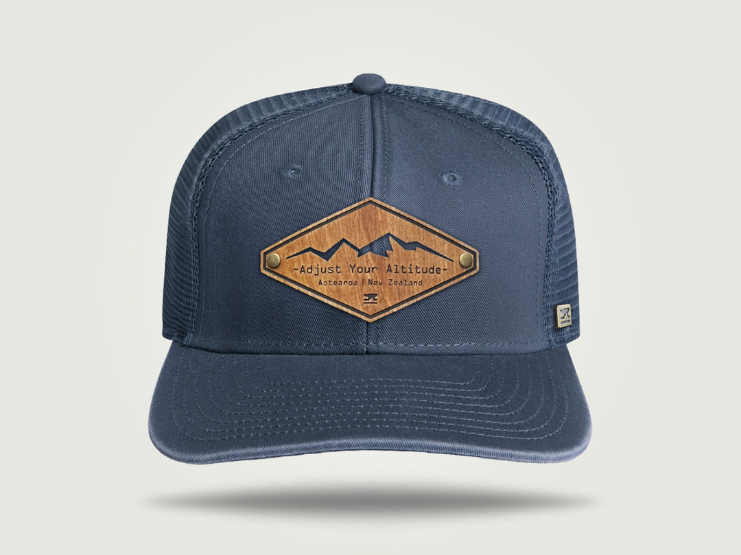 Fade Flat Brim Trucker Cap - Navy
