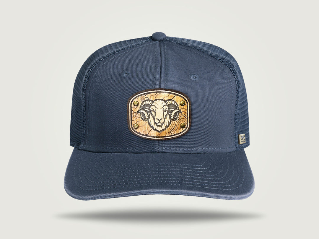 Fade Flat Brim Trucker Cap - Navy