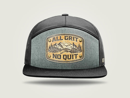 STRT 7 Flat Brim Trucker Cap - Black/Grey