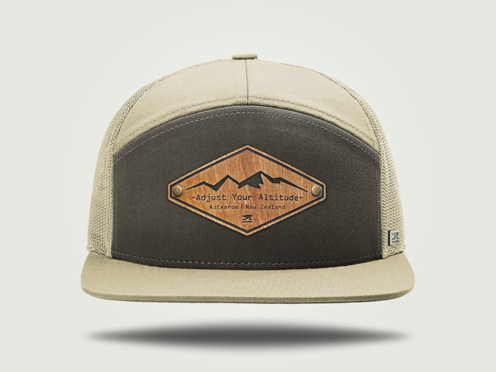 STRT 7 Flat Brim Trucker Cap - Brown/Khaki