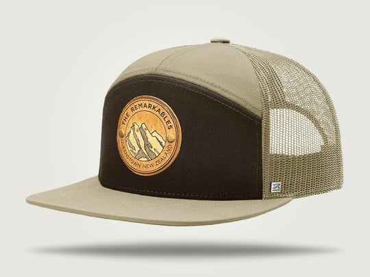 STRT 7 Flat Brim Trucker Cap - Brown/Khaki