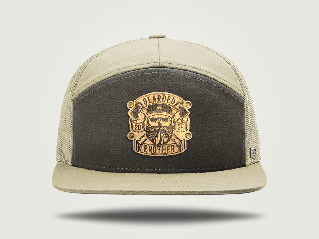 STRT 7 Flat Brim Trucker Cap - Brown/Khaki