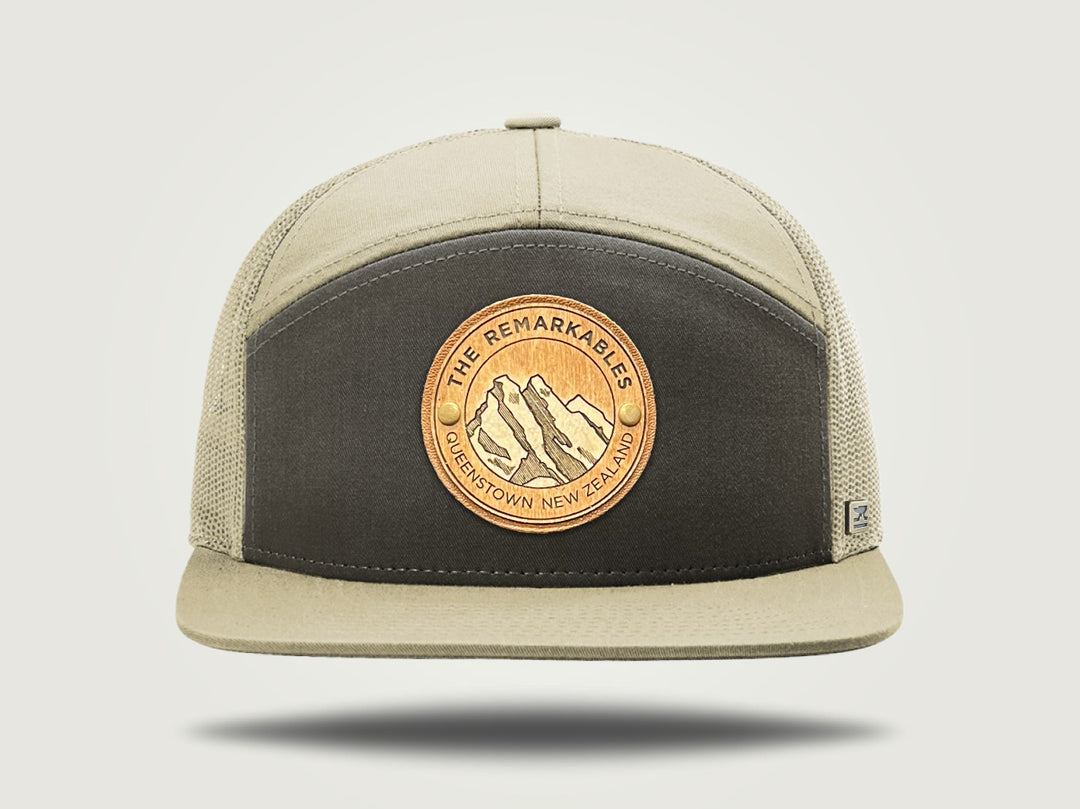 STRT 7 Flat Brim Trucker Cap - Brown/Khaki