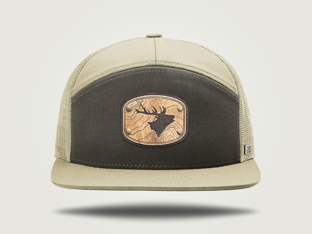 STRT 7 Flat Brim Trucker Cap - Brown/Khaki