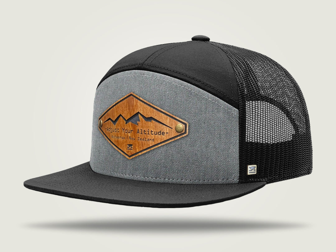 STRT 7 Flat Brim Trucker Cap - Black/Grey