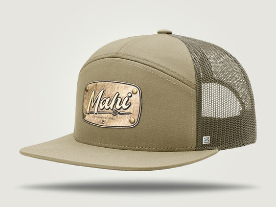 STRT 7 Flat Brim Trucker Cap - Khaki